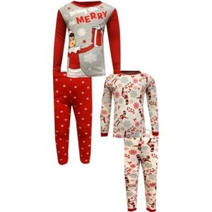 AME Sleepwear Girls Elf on the Shelf Bring on the Merry 4 Piece Cotton Pajamas 6